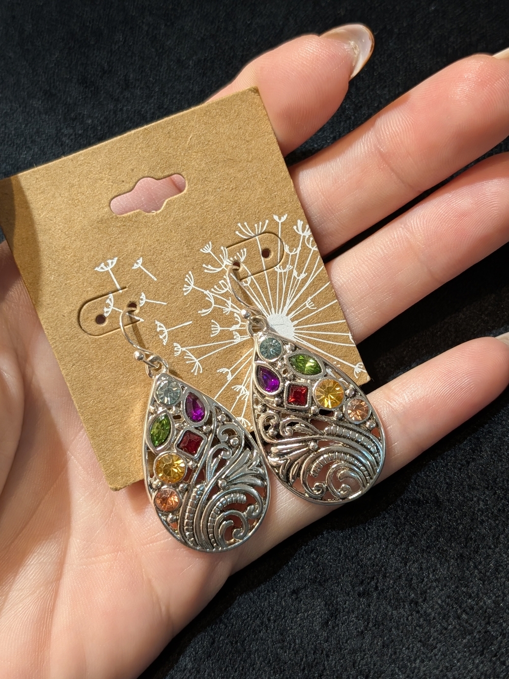 Multicolor Gem Teardrop Dangle Earrings - Women's Jewelry